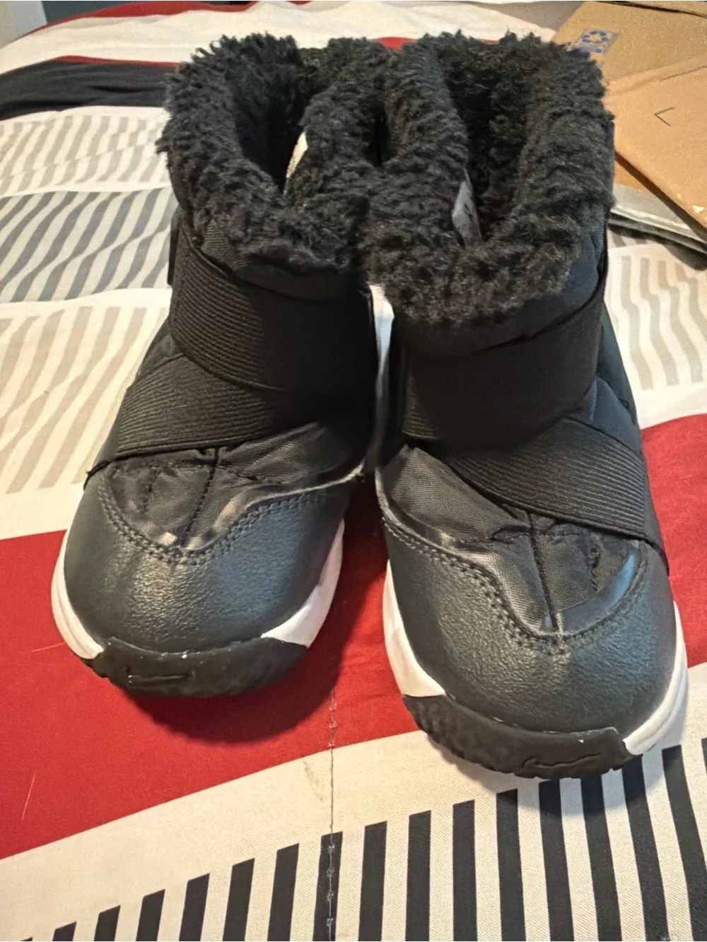 Nike Kids Black Winter Boots with White Sole